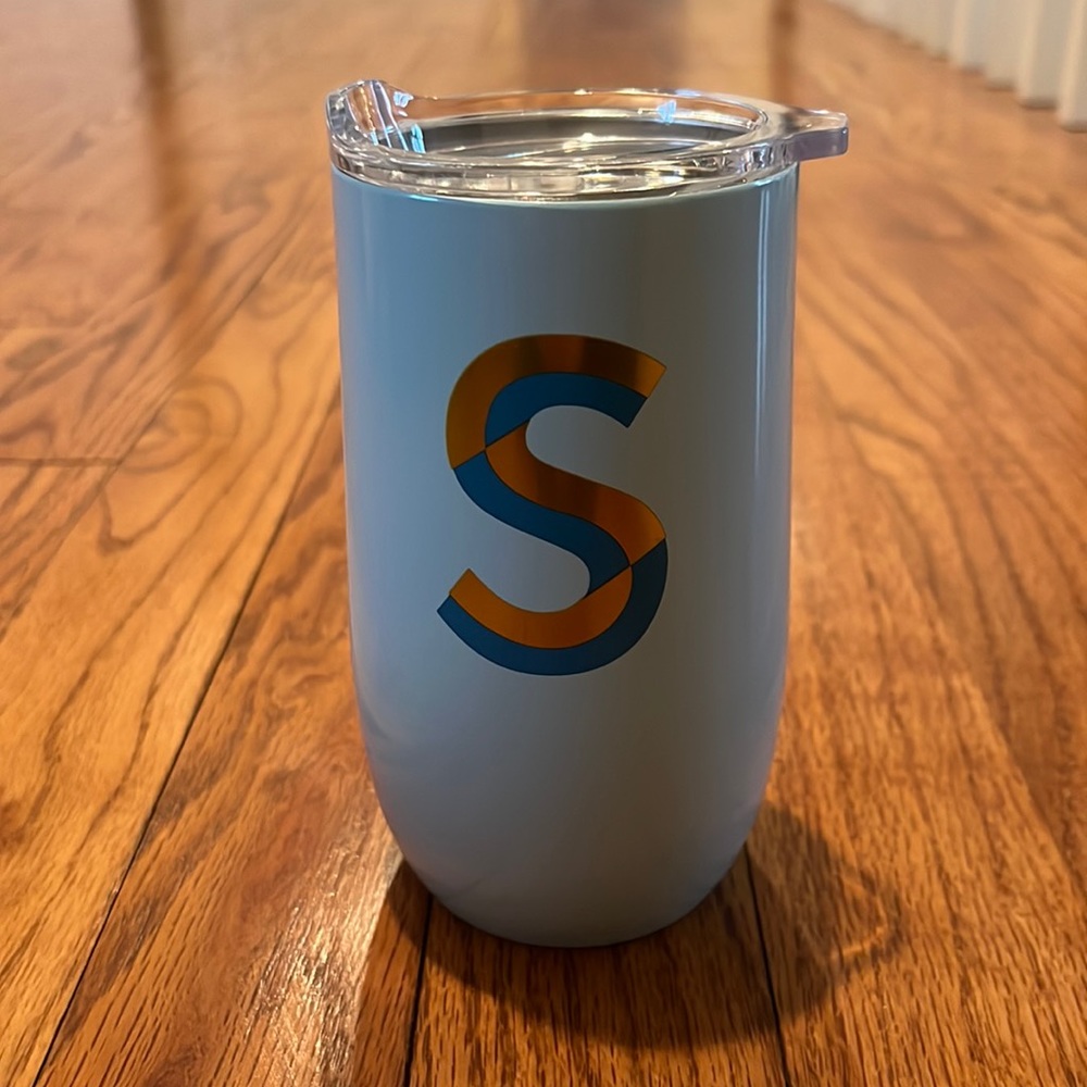 Small tumblr cup with “S” art